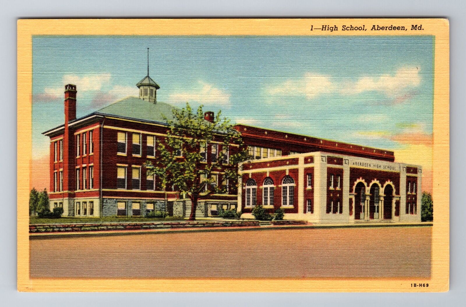 Aberdeen MD-Maryland, High School, Antique Vintage Souvenir Postcard
