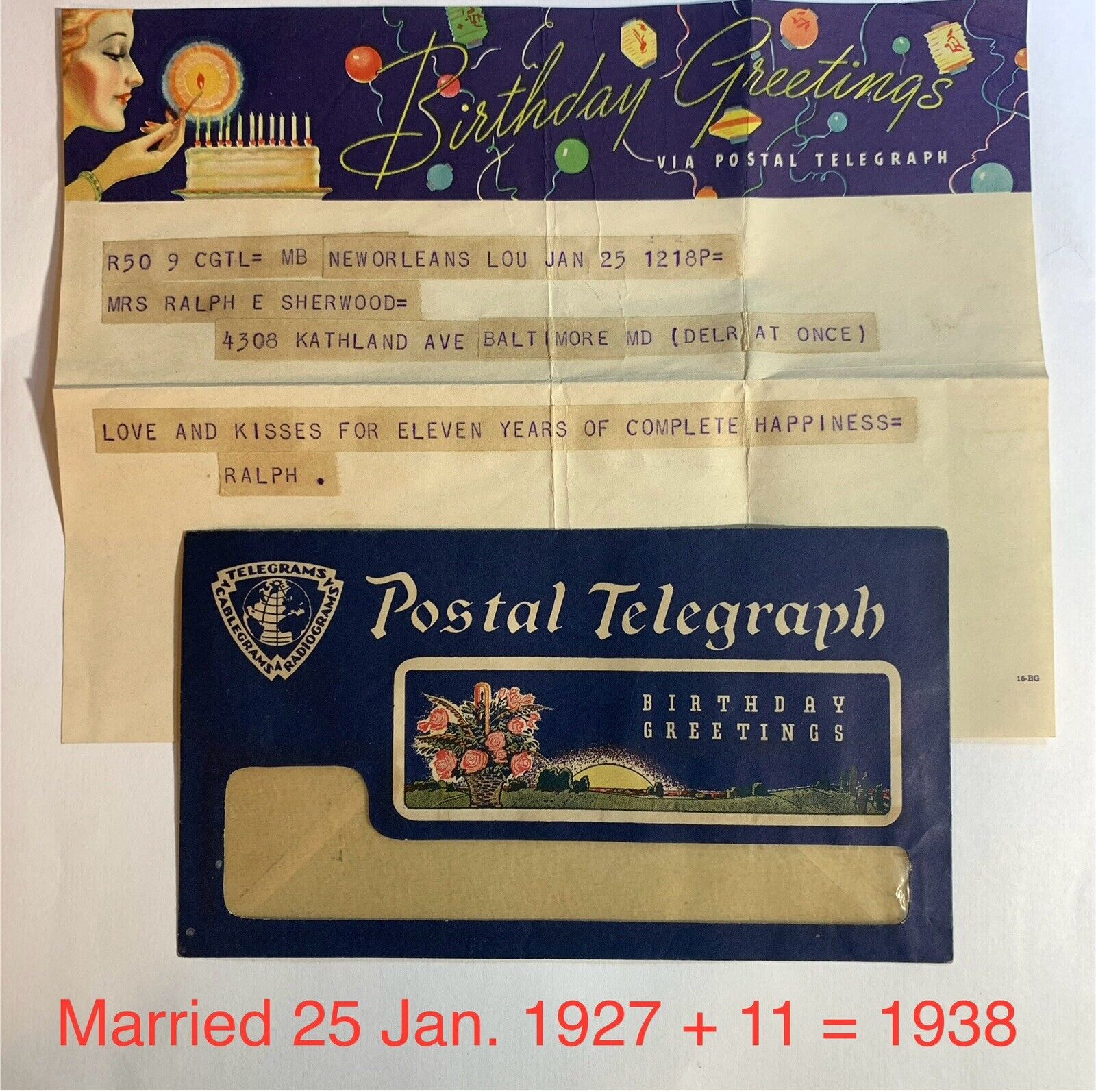3? Yes, 3 Telegrams: 1 Pretty Postal 1938, 2 Western Union 1927/1930. VINTAGE