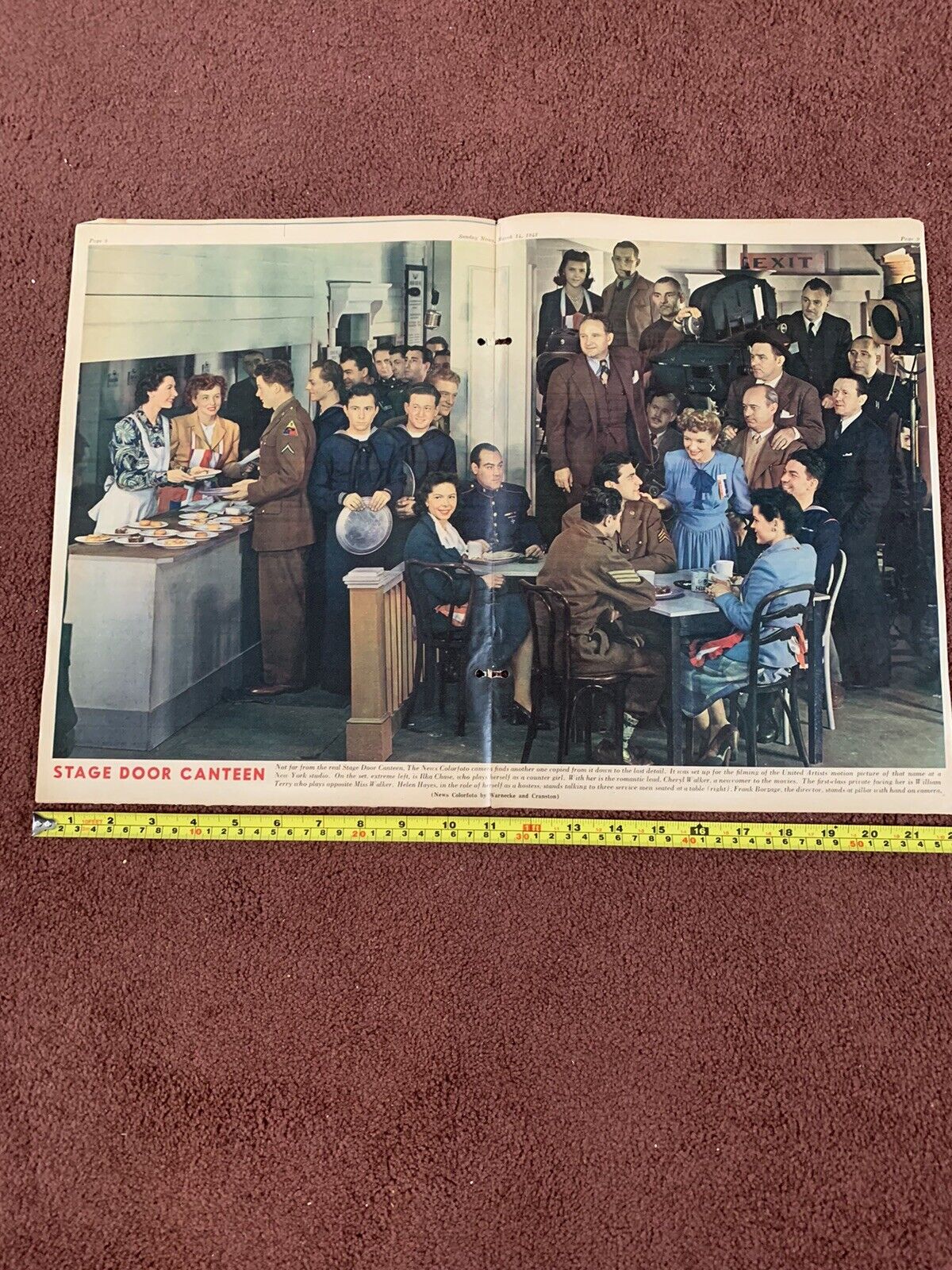 Old Hollywood original Color Portrait STAGE DOOR CANTEEN Sunday news 3/14/43