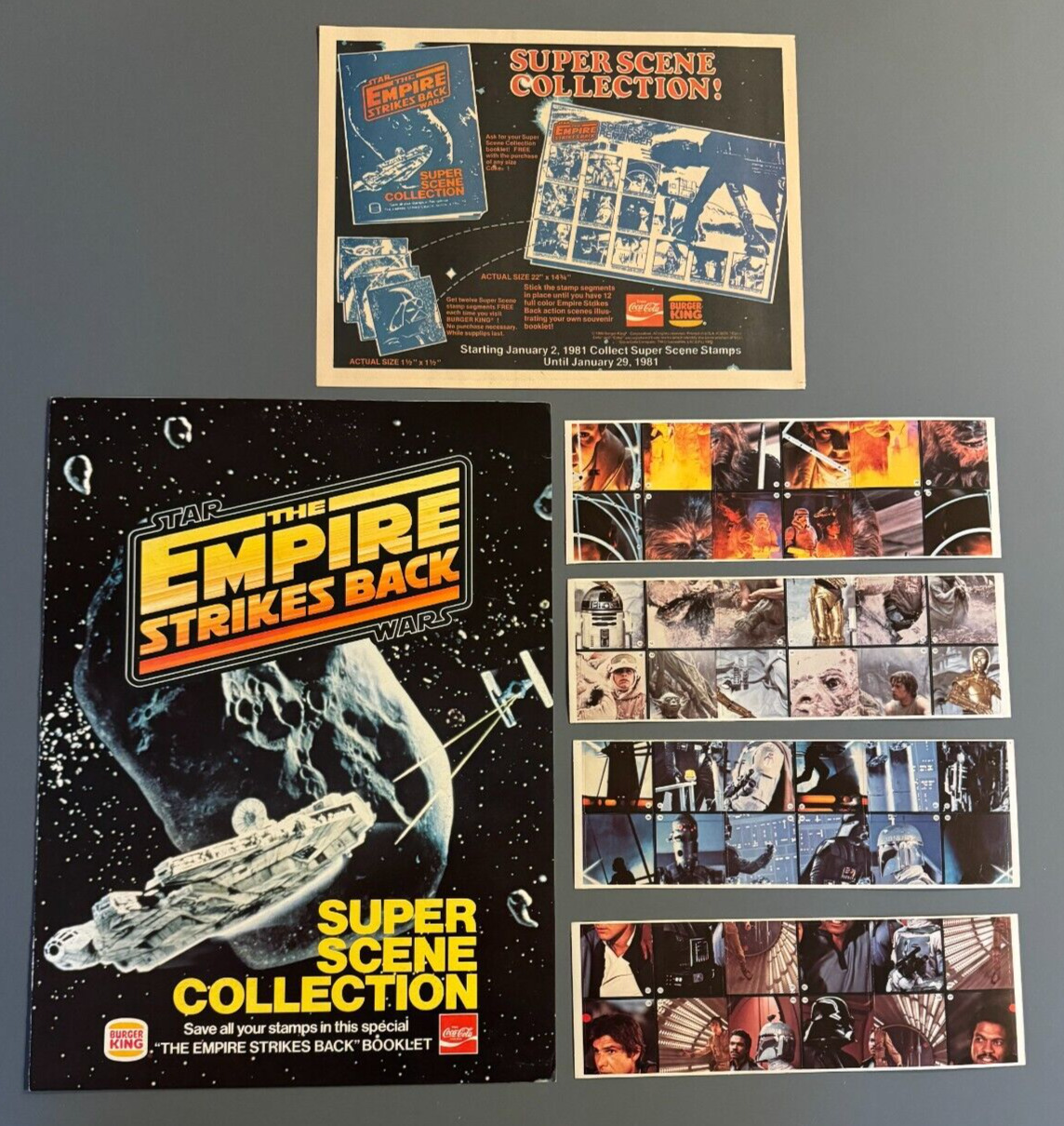 1981 Star Wars Burger King ESB Super Scene Collection Set & PLACEMAT 