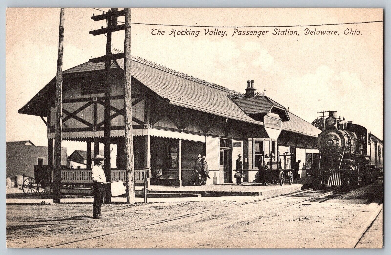 Delaware, Ohio OH - Passenger Station of the Hocking Valley - Vintage Postcard