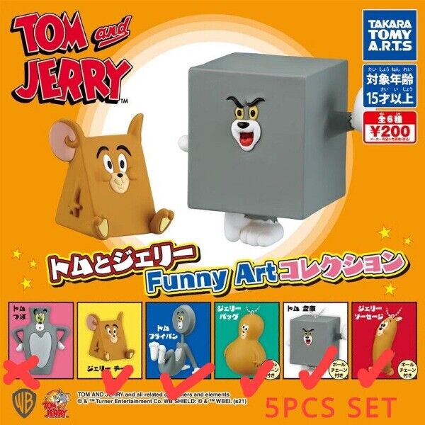 TOMY T-ARTS Tom & Jerry 5 PCS SET Capsule Toy Gashapon Toy Collection