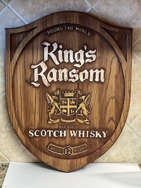 Vintage Rare KING'S RANSOM Sign Scotch Whisky Crest Shield Rare Old Bar Ad