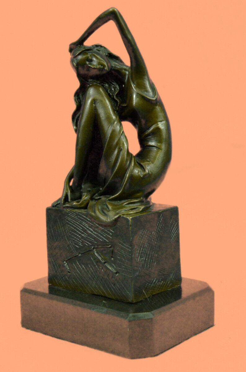 Signed Original French Artist Patoue Nude Naked Nymph Bronze Sculpture Decor