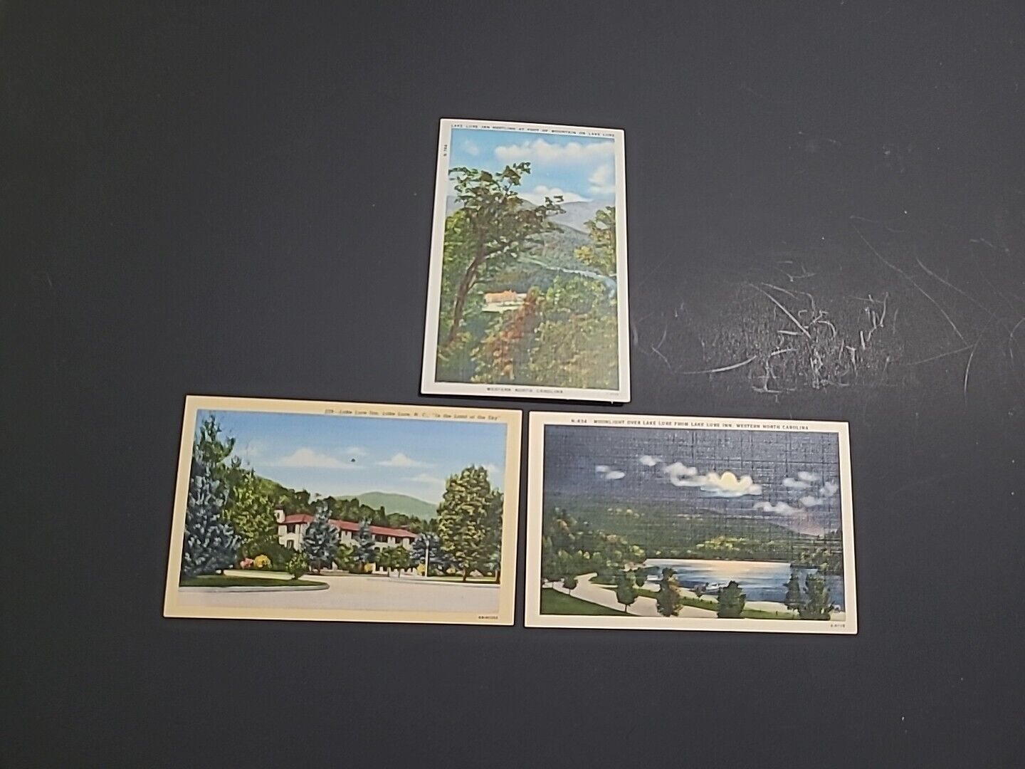 Lake Lure Inn, Western N.C. (3) Vintage Linen Post Cards