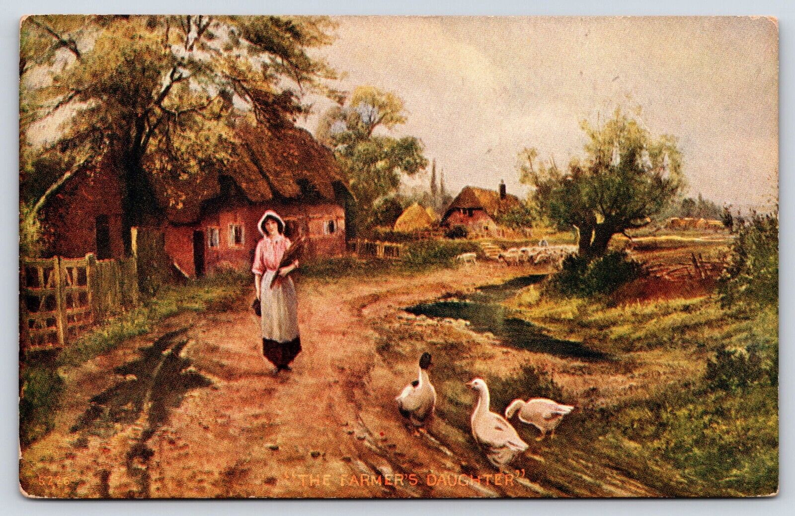 The Farmer\'s Daughter Vintage Postcard
