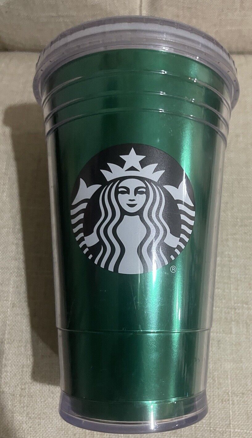 Starbucks Green 2009 Tumbler Cup With Lid 16OZ