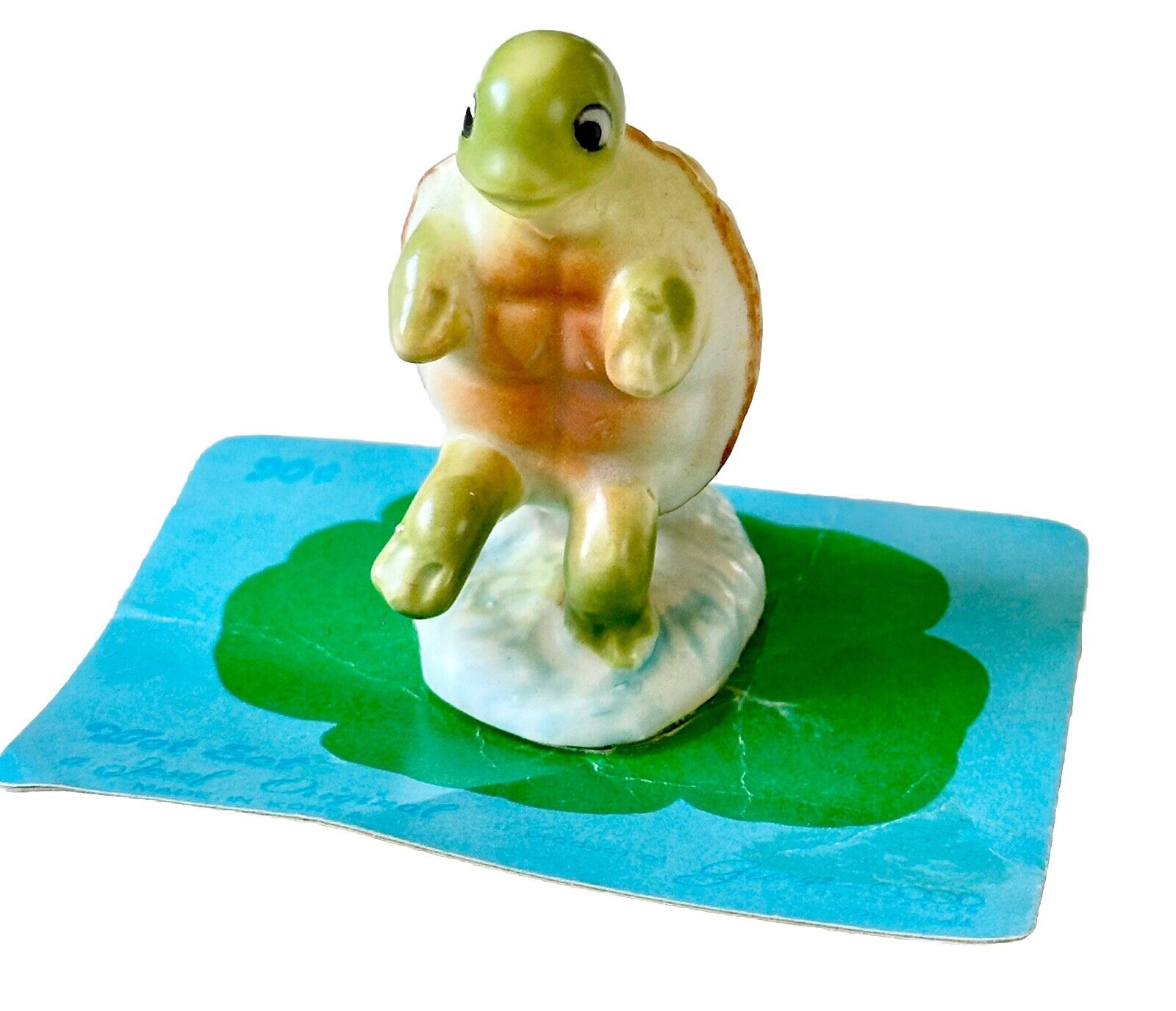 Vtg Josef Originals Mini Turtle Sitting On Stump Figurine On Original Card