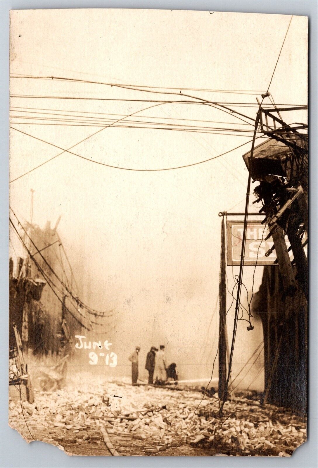 RPPC Smoke Burning Buildings Firemen Pumping Water Fire June 1913 Postcard V18