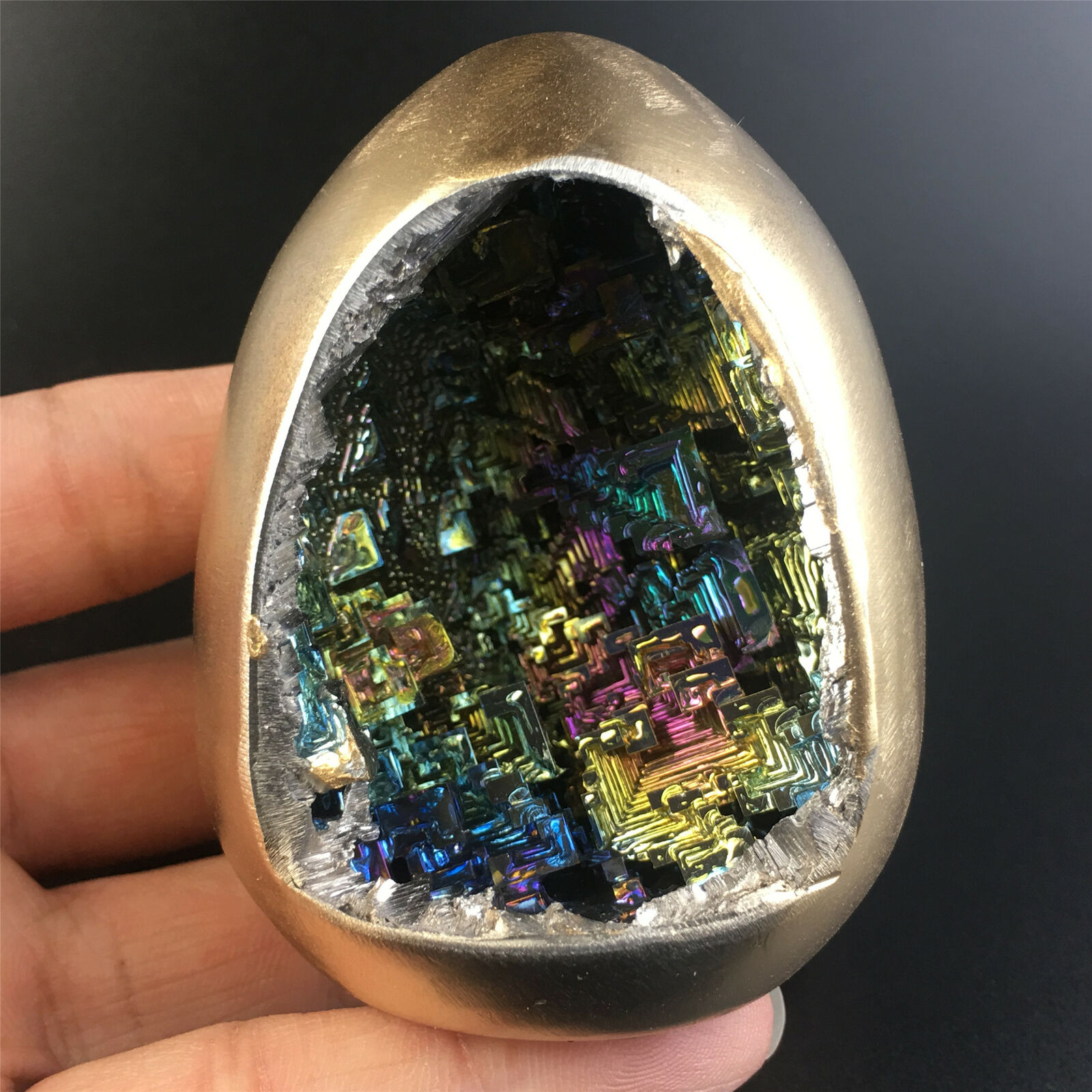 Rainbow Bismuth Ore Egg Quartz Crystal geode Mineral Specimen Reiki Healing 1pc