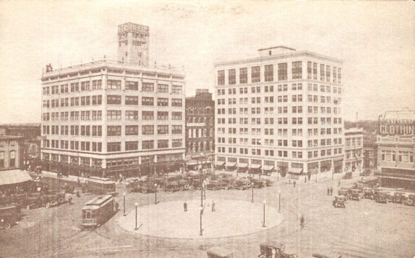 Public Square Springfield Missouri Heers Dept Store circa 1920 Repro Postcard
