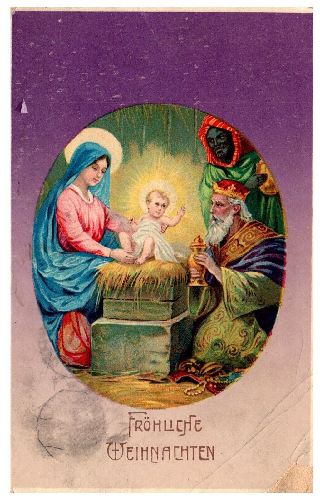 Wise Men King\'s Antique German Nativity Christmas Postcard Posted 1913