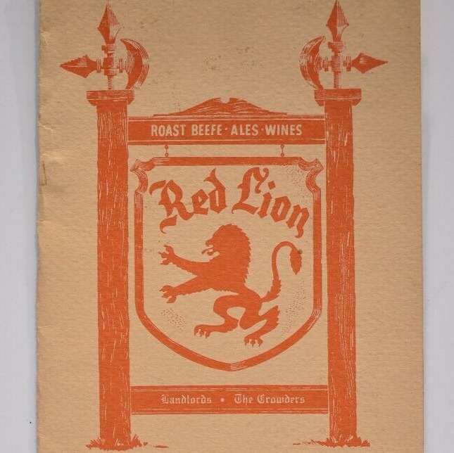 Vintage 1970s Red Lion Restaurant Menu Antique Galleries Houston Texas