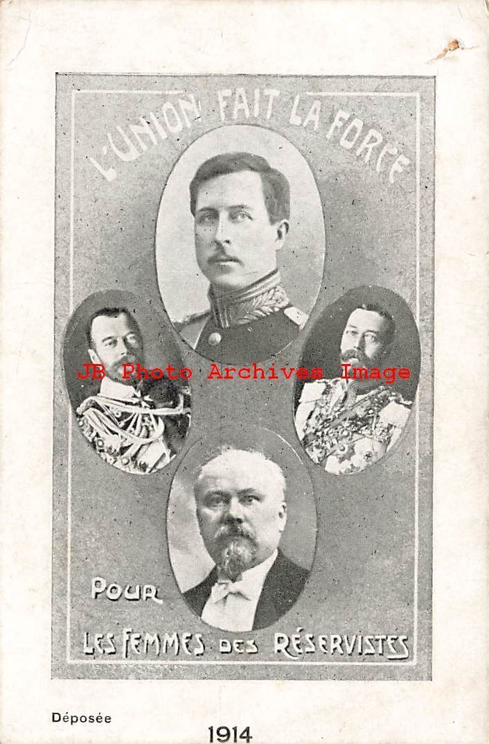 Royalty, King Albert I, King George V, Tsar Nicholas II, Pres Poincare