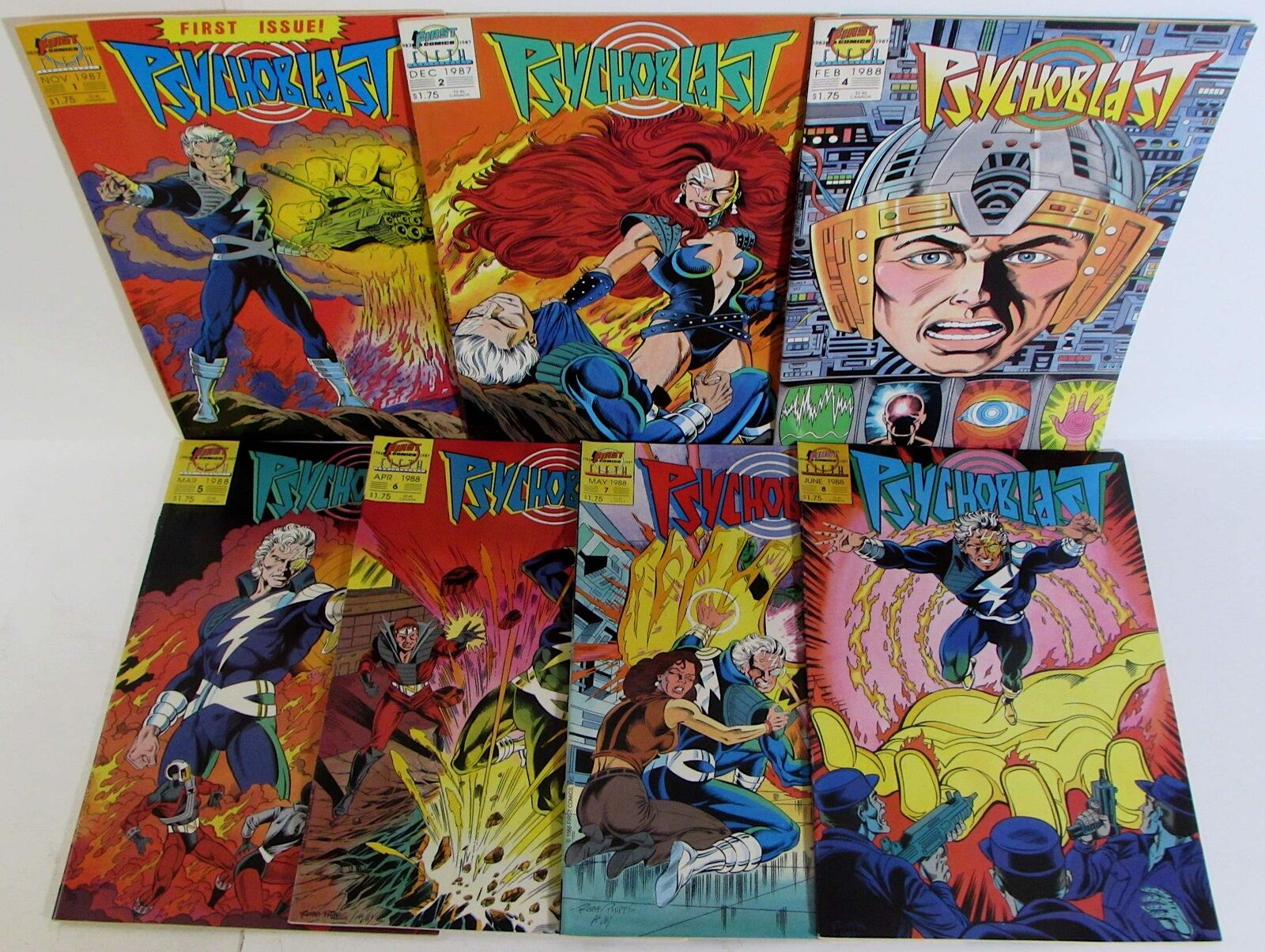 Psychoblast Lot 7 #1, 2, 4, 5, 6, 7, 8 First Comics (1987) 1st Print Comic Books