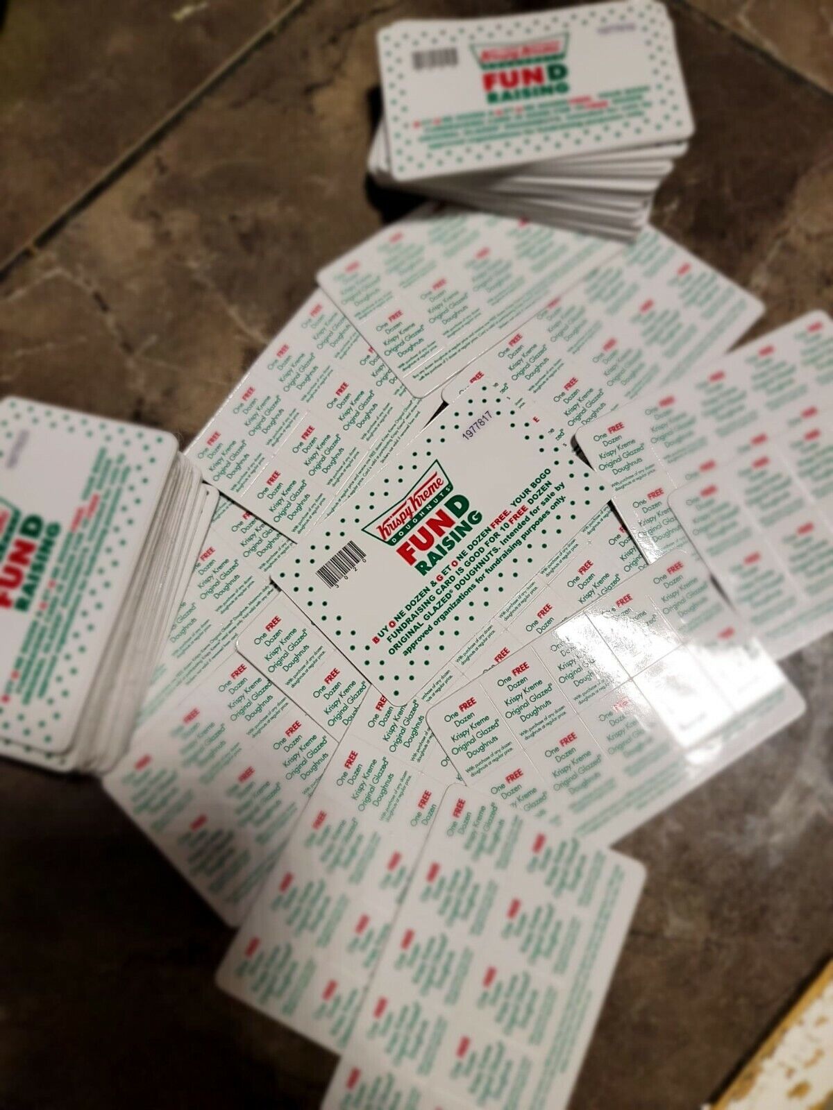 krispy kreme bogo cards. Has ten stickers of buy one get one free dozen. 