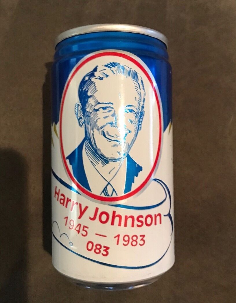 ANHEUSER-BUSCH HARRY JOHNSON 1945-1983 RETIREMENT BANK TOP COMMEMORATIVE CAN