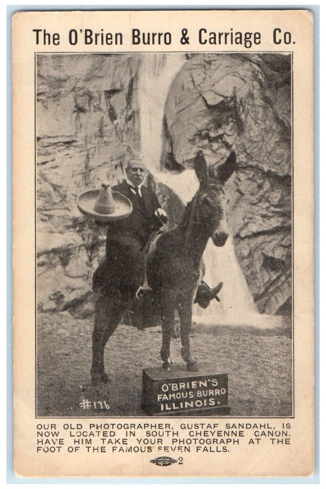 c1940 O'Brien Burro Carriage Gustaf Sandahl Coloradong Springs Colorado Postcard