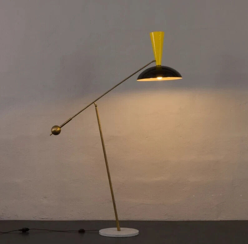 1960\'s Brass Mid-Century Modern Floor Lamp - Antique Lighting Fixture with Timel