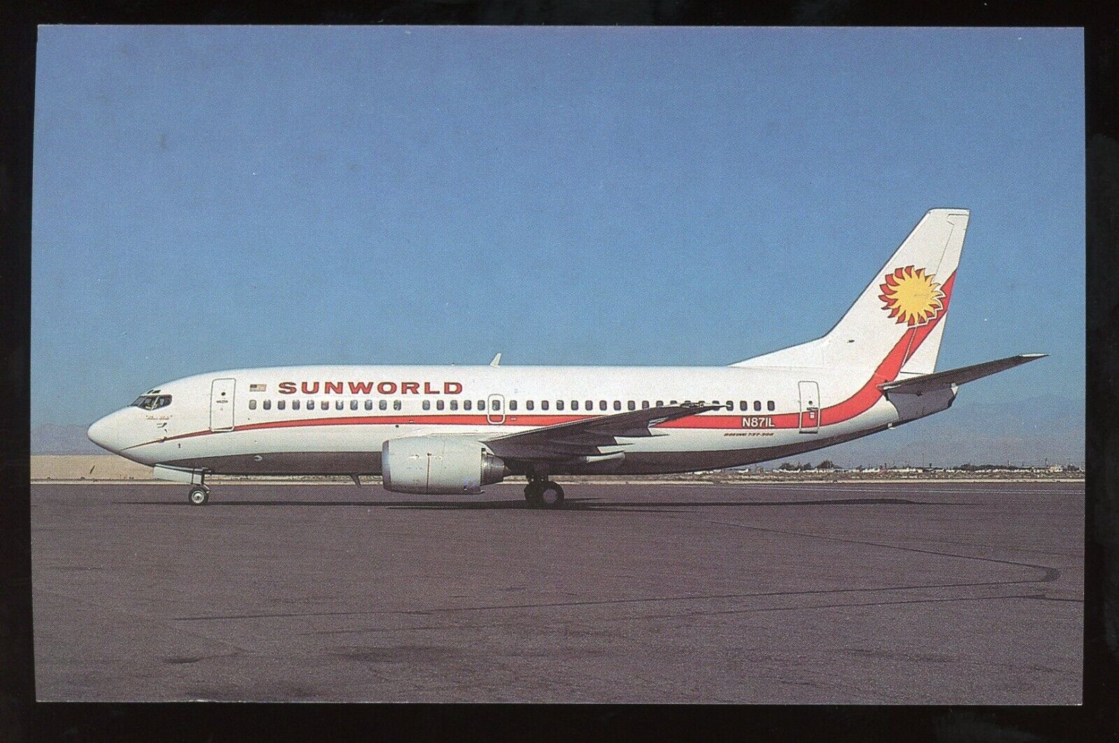 Postcard SUNWORLD Airways Boeing 737 - 3Q8 Airplane Unposted