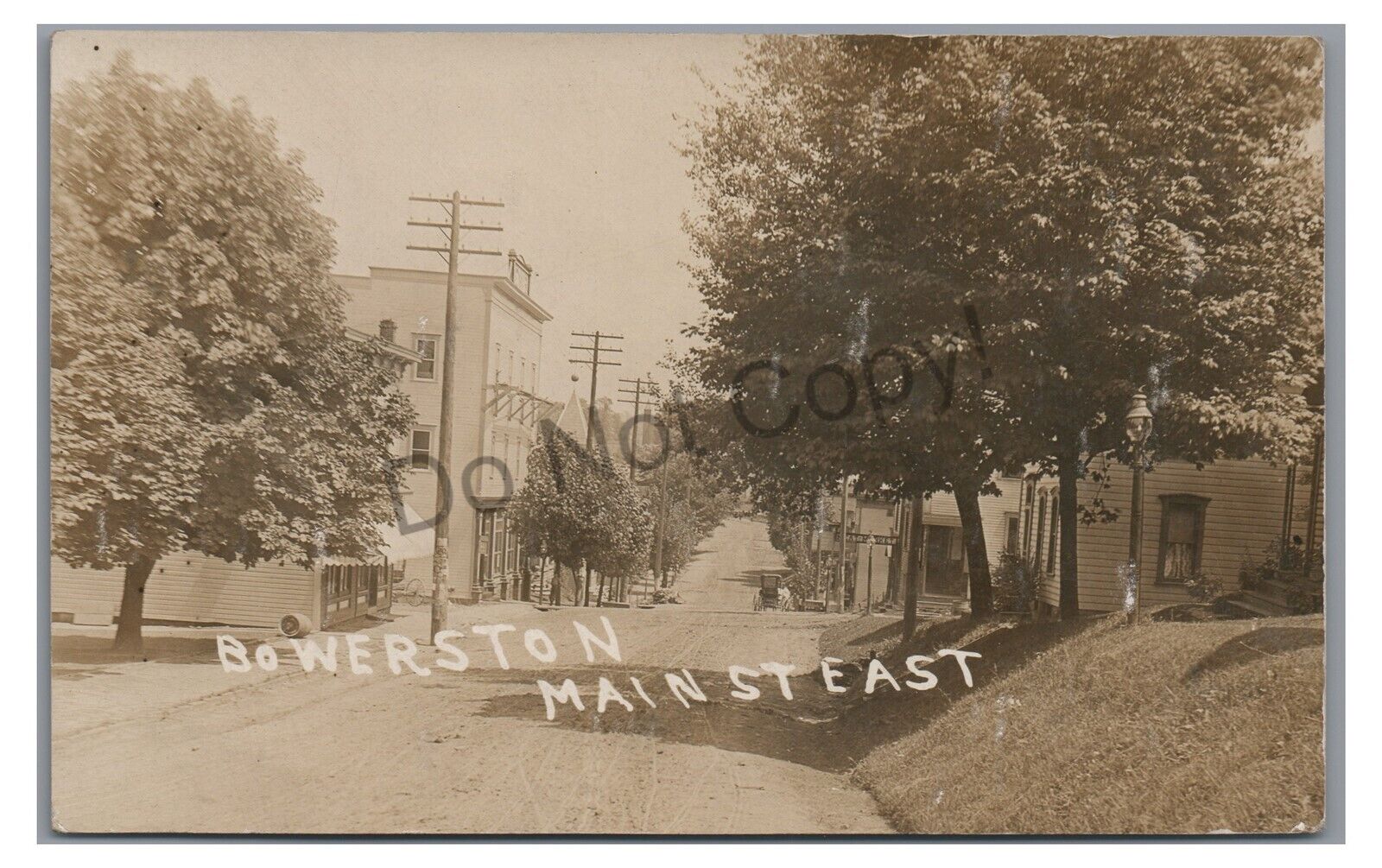 RPPC Main Street BOWERSTON OH Harrison County Ohio Vintage Real Photo Postcard