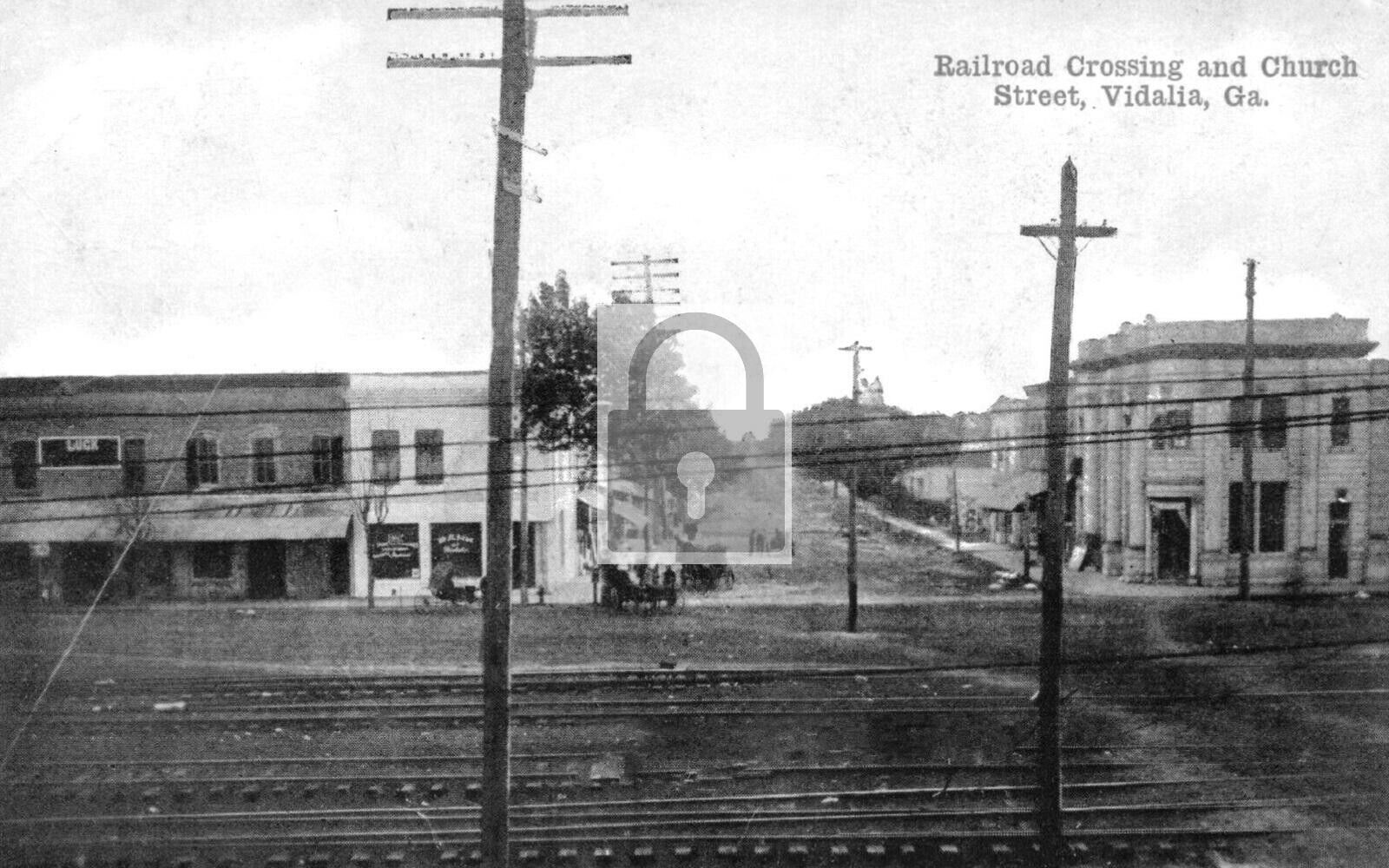 Railroad Crossing & Church Street Vidalia Georgia GA Reprint Postcard