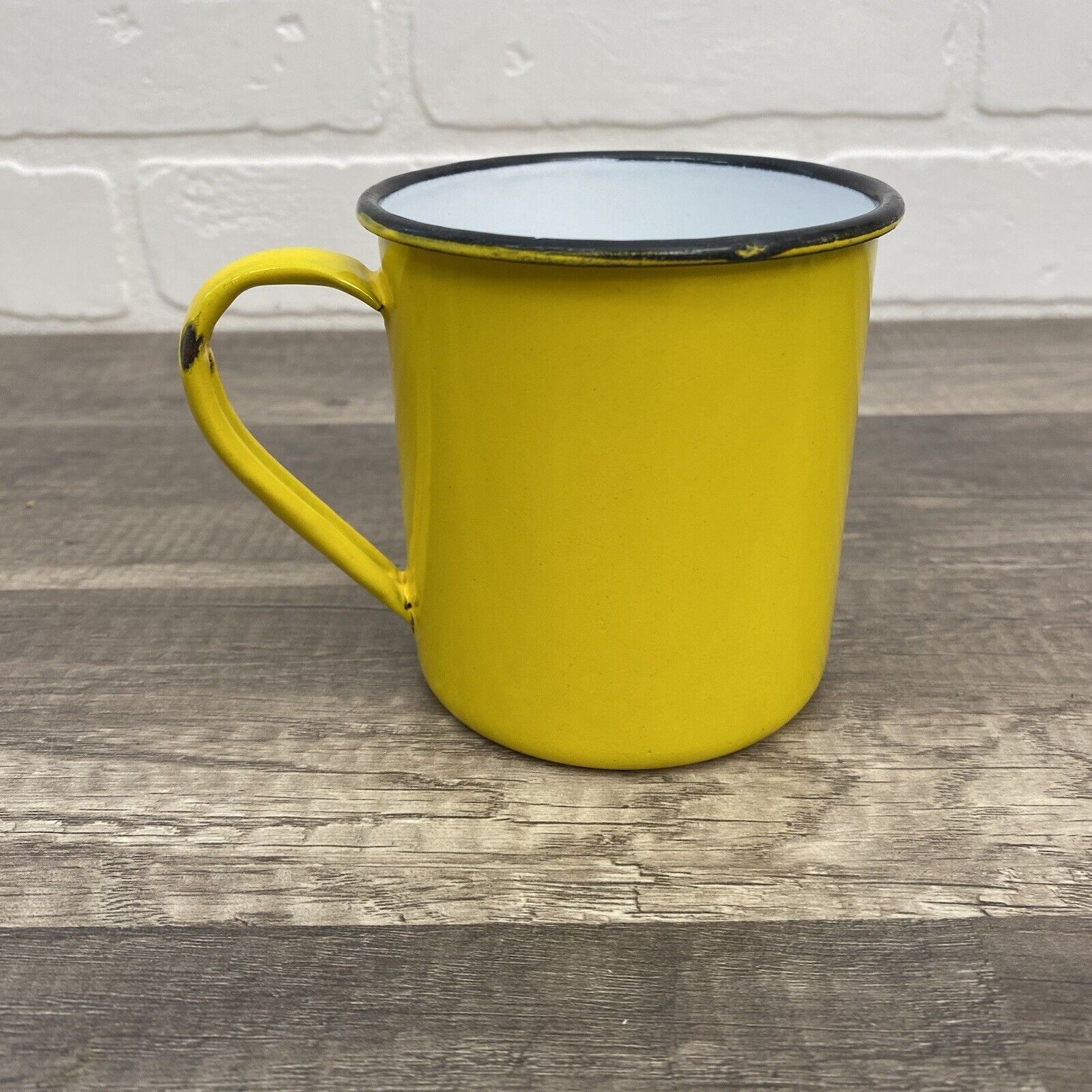 Vintage Yellow Enamelware Mug Coffee Tea  Camping Japan