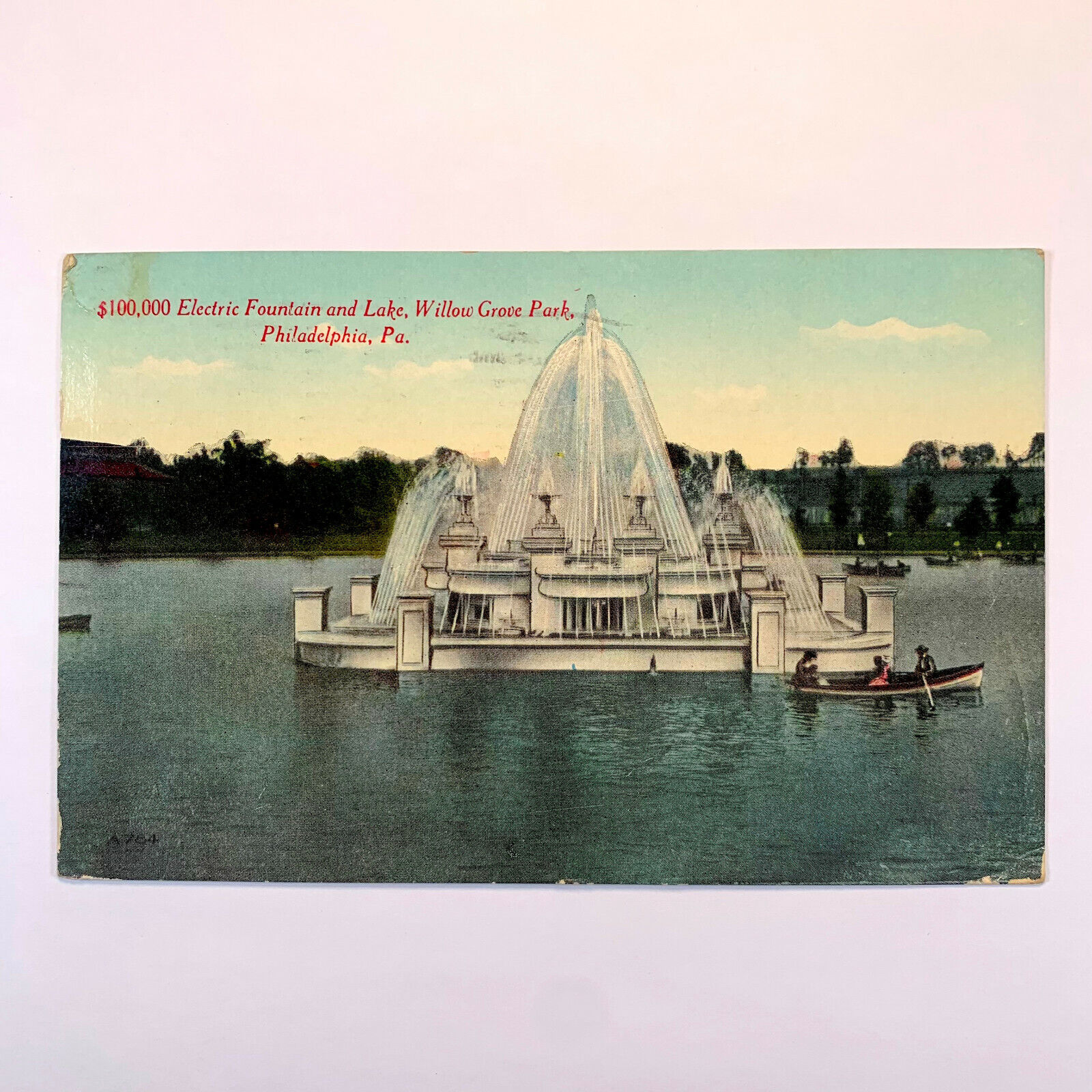 Postcard Pennsylvania Philadelpia PA Willow Grove Park Electric Fountain 1914
