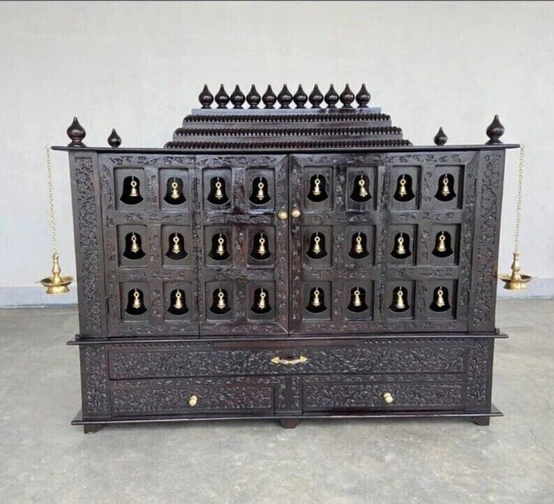 Handmade South Indian Style Wooden Pooja Temple Mandapam for Home Decor Gift