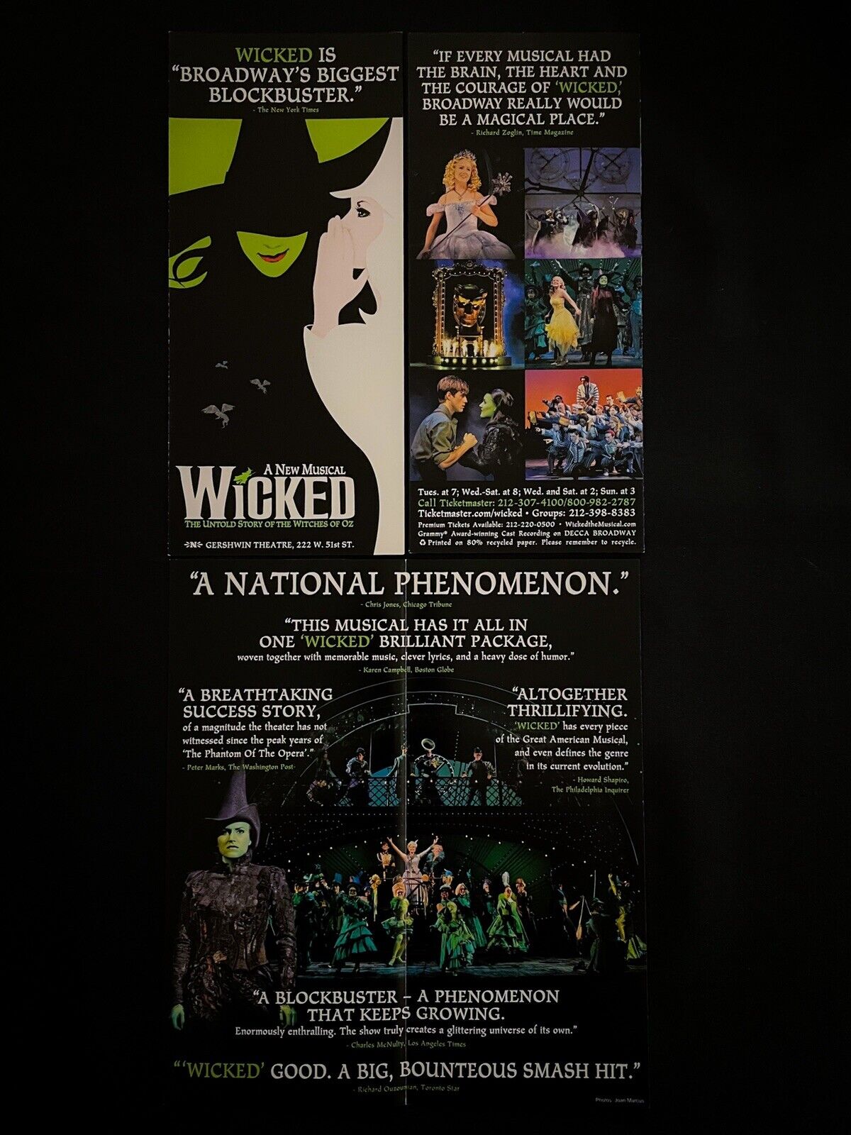 WICKED The Musical Broadway Flyer. Nicole Parker, Alli Mauzey, 2009 Leaflet