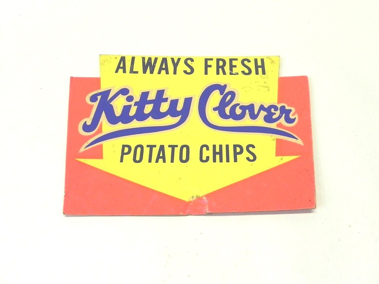 VINTAGE 1930'S-1950'S KITTY CLOVER POTATO CHIPS ALWAYS FRESH SIGN PRE-OWNED 