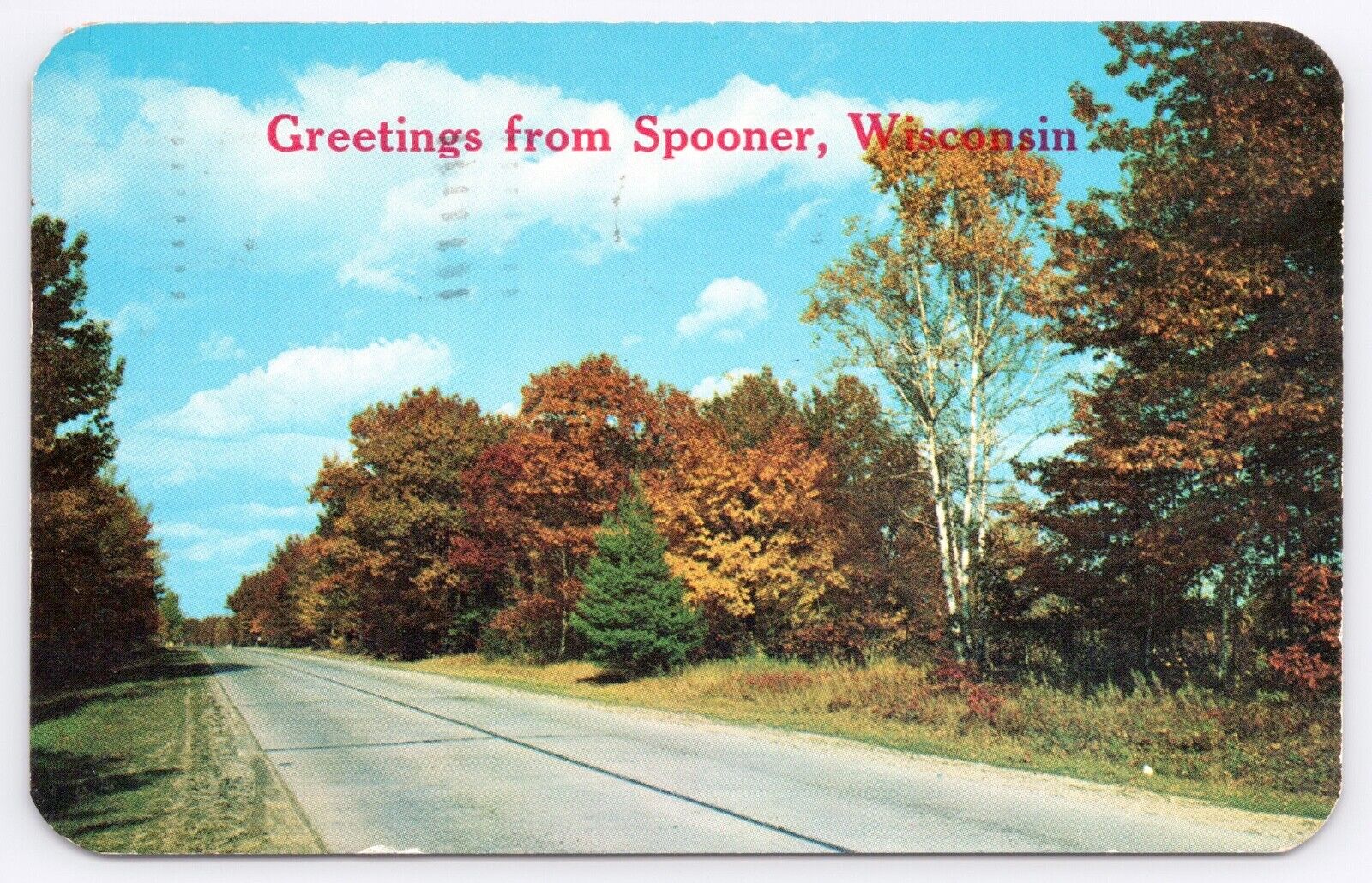 Greetings From Spooner Wisconsin Vintage Washburn County WI Chrome 1955 Postcard