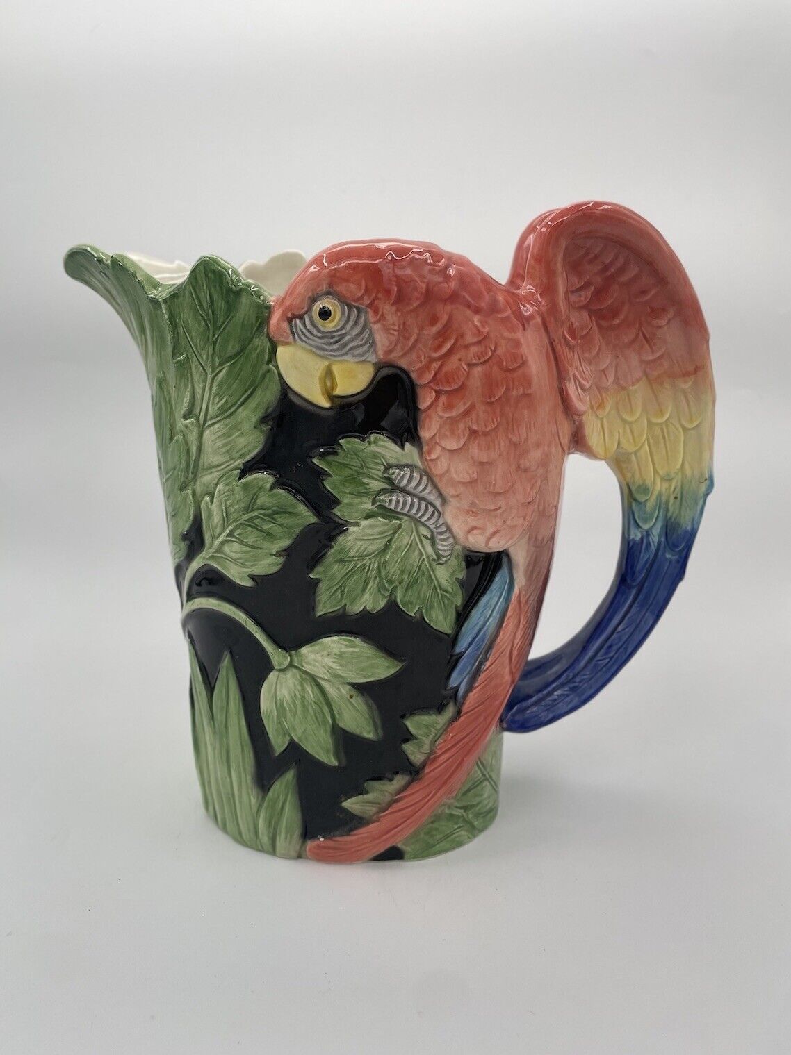Vintage 1986 Fitz and Floyd Colorful Parrot Macaw Pitcher