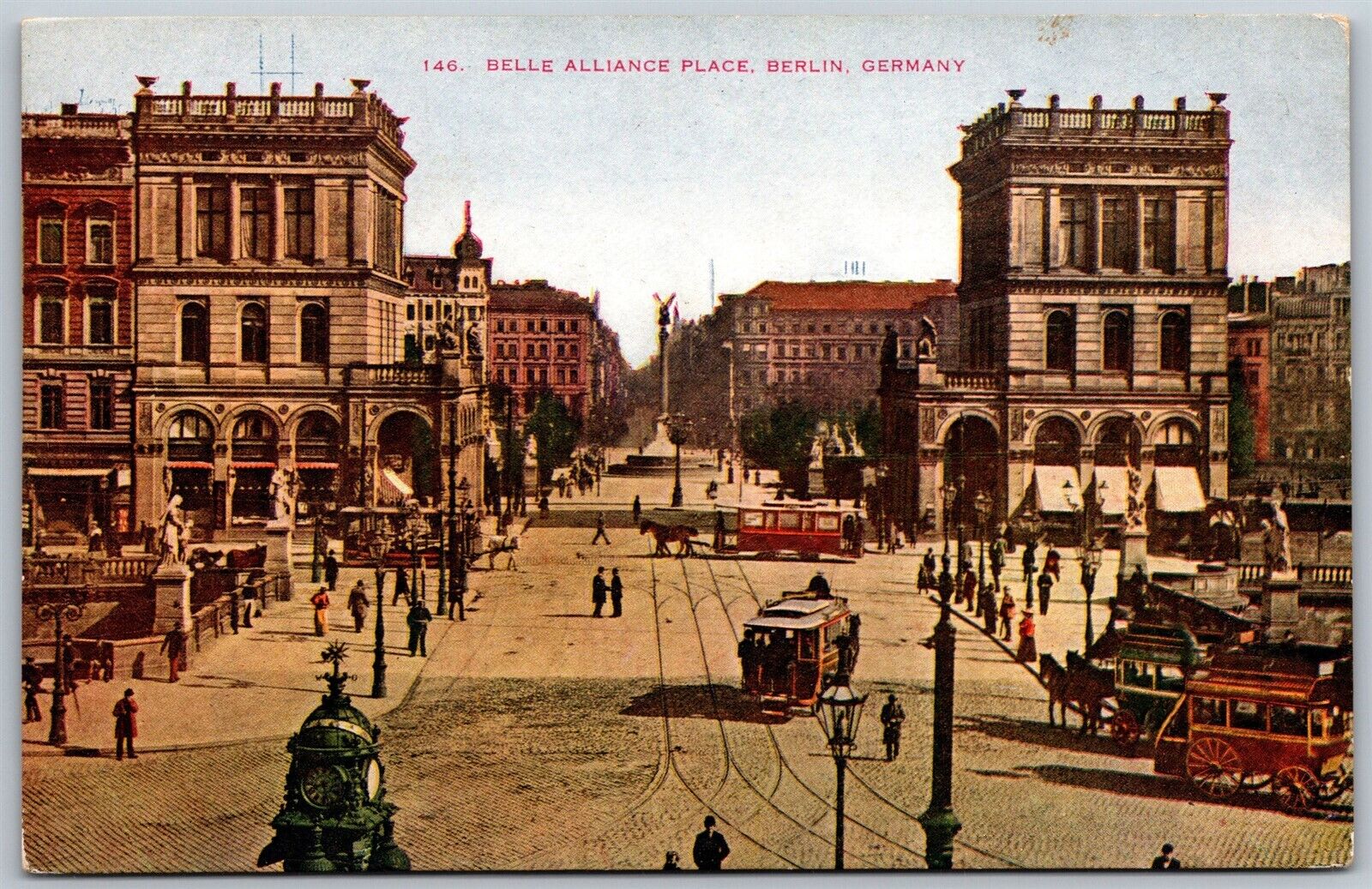 Vtg Berlin Germany Belle Alliance Place Street View 1910 Old Postcard
