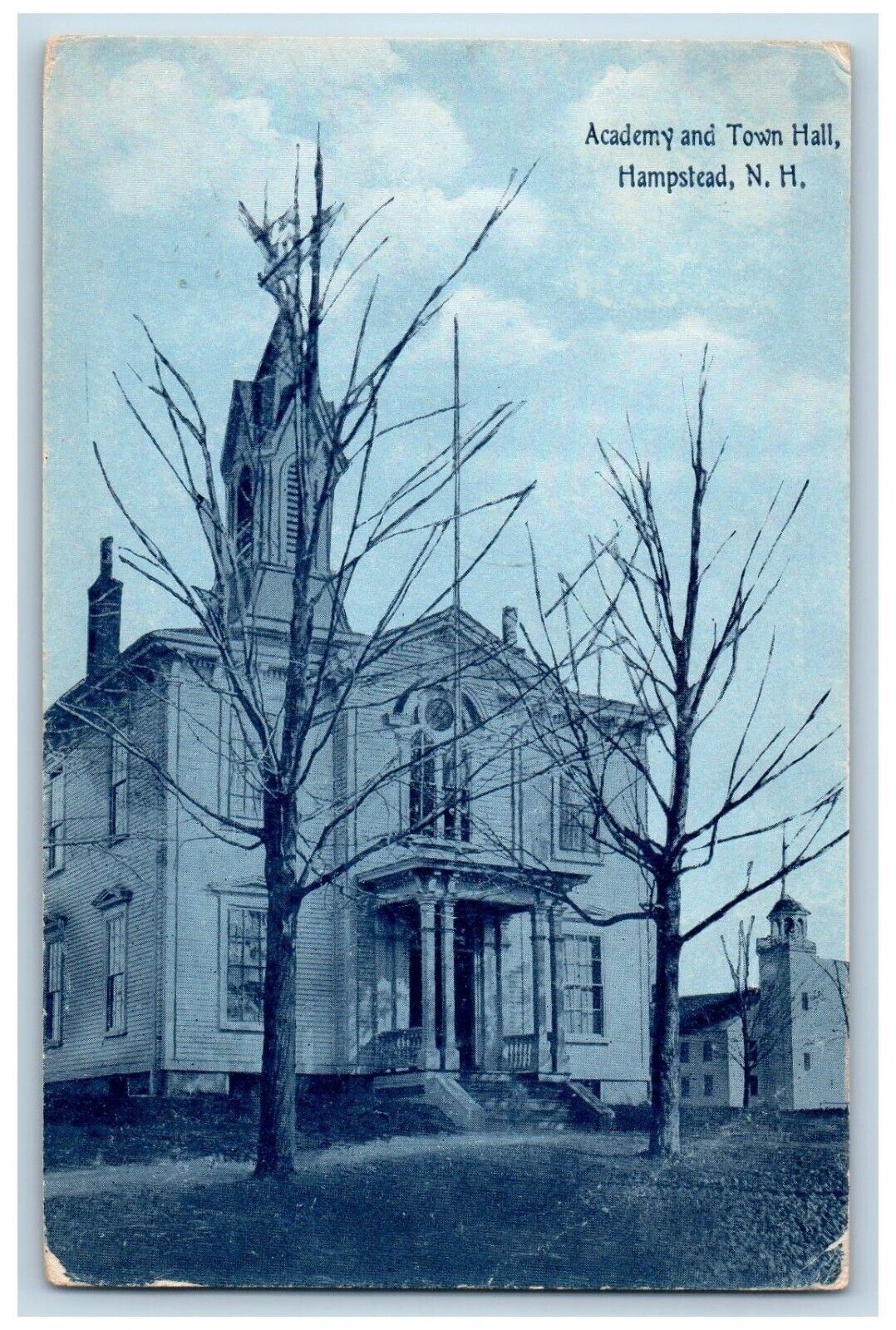 Hampstead New Hampshire Postcard Academy Town Hall Exterior 1910 Vintage Antique