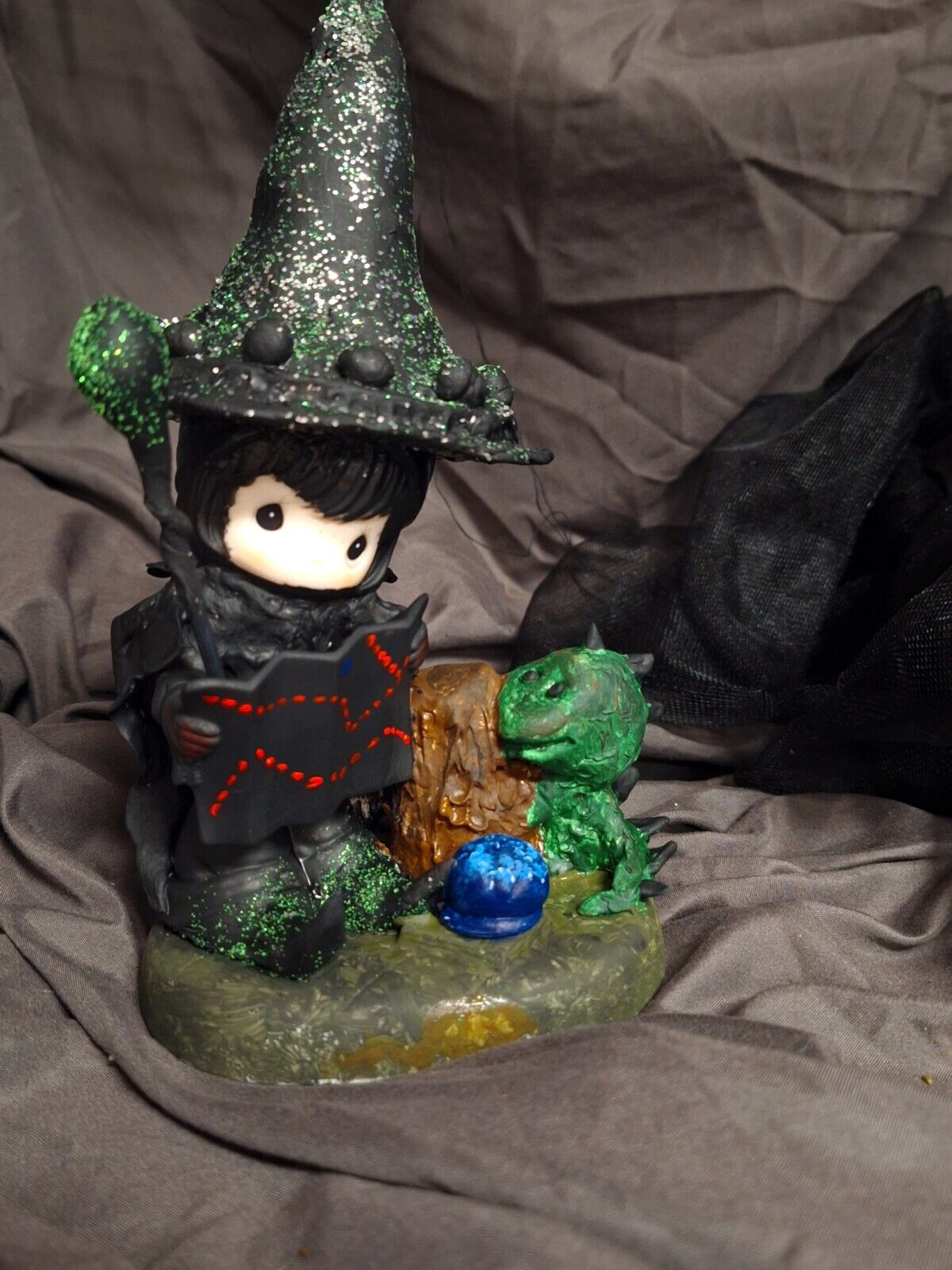 altered precious moments figurine Wizard And Dragon