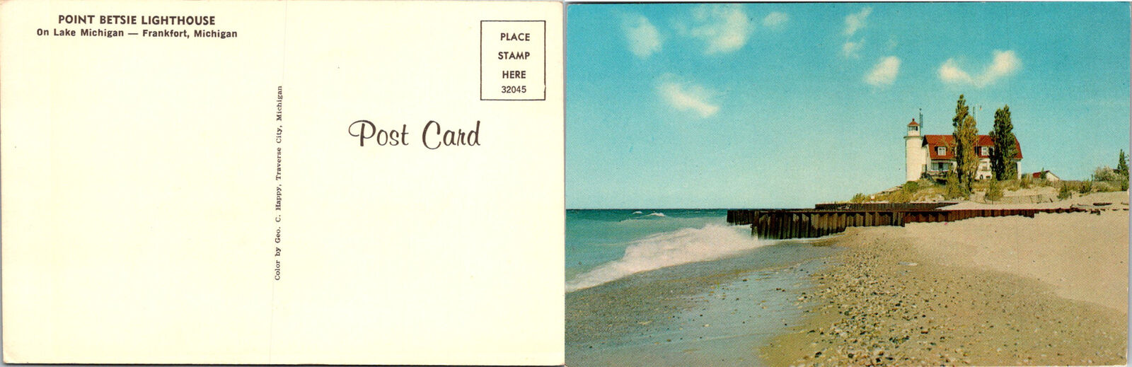 Vintage Point Betsie Lighthouse Frankfort MI Postcard Unused 51375