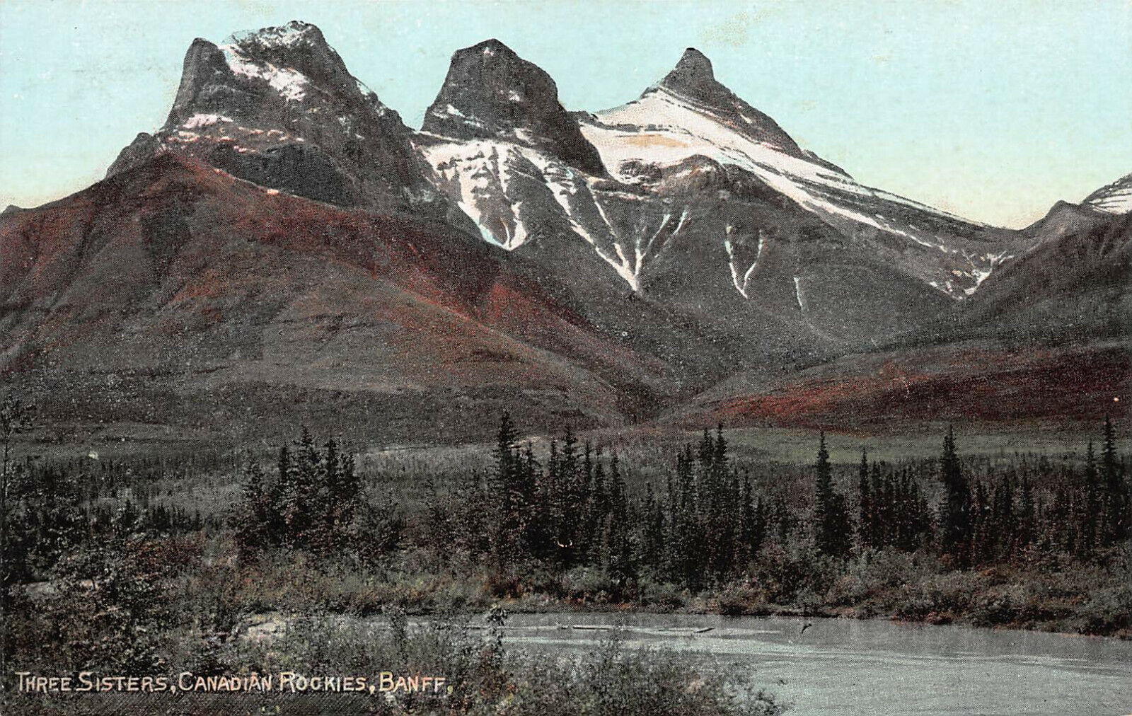 Three Sisters, Banff, Canadian Rockies, Alberta, Canada, Early Postcard, Unused 