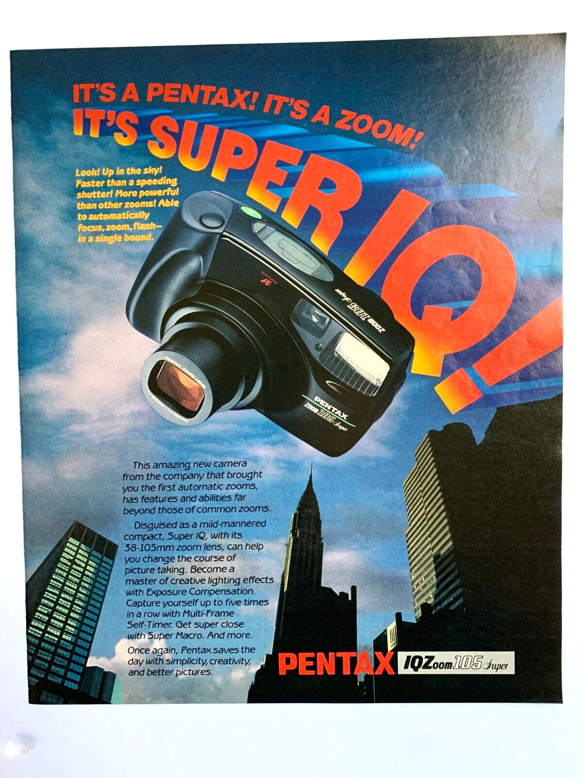 Print Ad Pentax IQZoom 105 Super Camera