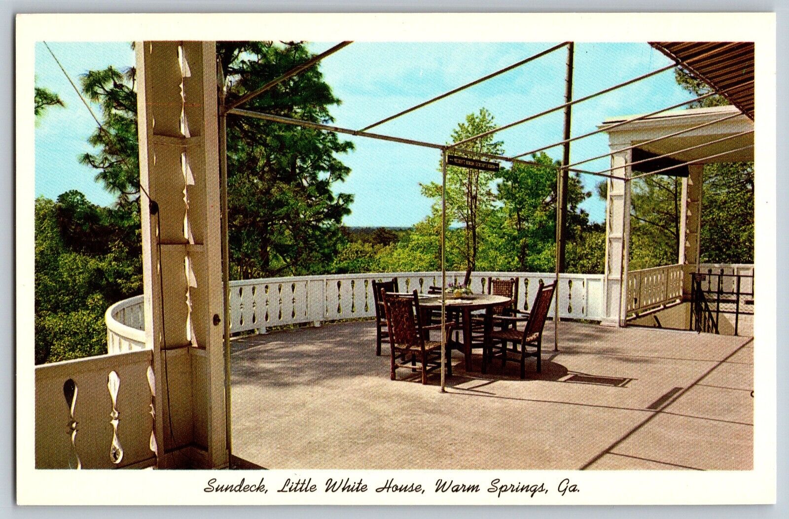 Warm Springs, Georgia GA - Sundeck - Little White House - Vintage Postcard