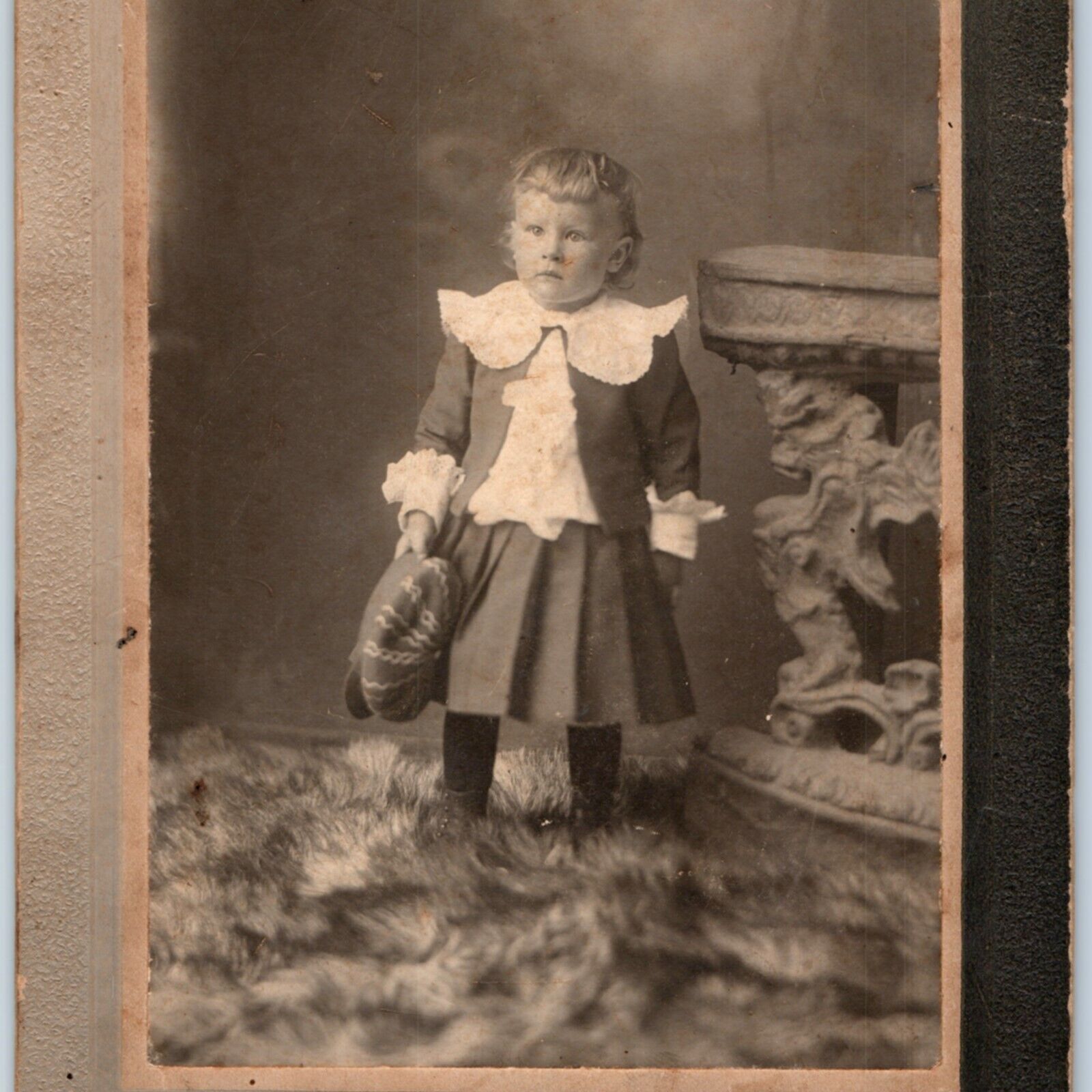 c1880s Ogden, Utah Handsome Little Boy / Girl Mullet Hair Cabinet Card Photo 2C