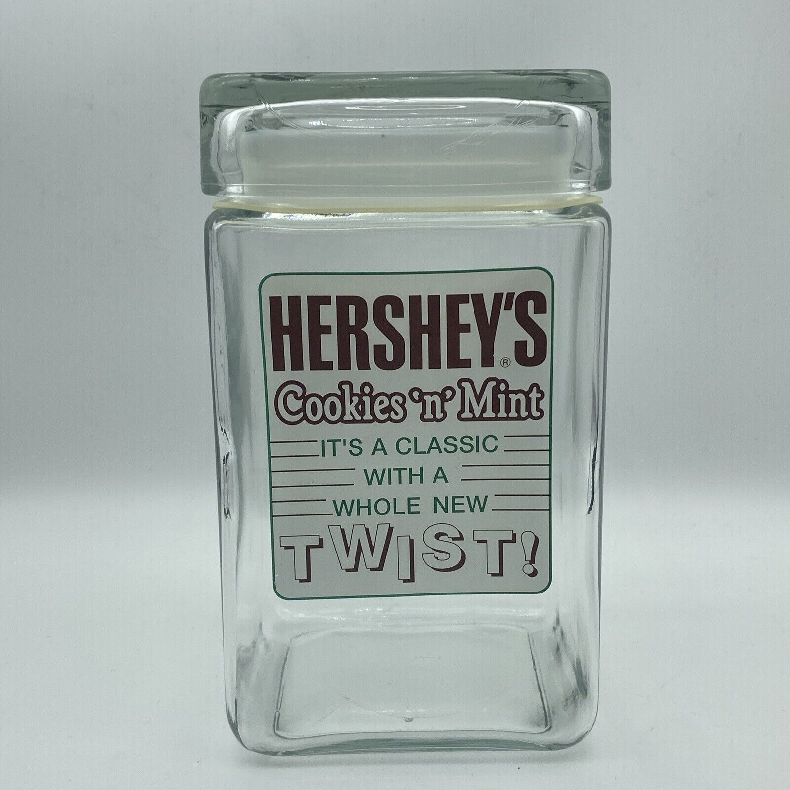 Hershey's Cookies 'n' Mint Candy Bar Advertising Jar Canister Vintage 1990s T3