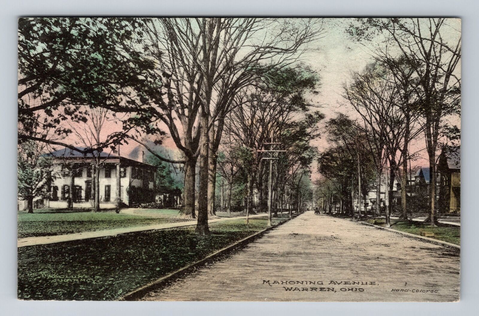 Warren OH-Ohio, Residential District Mahoning Avenue, Antique Vintage Postcard