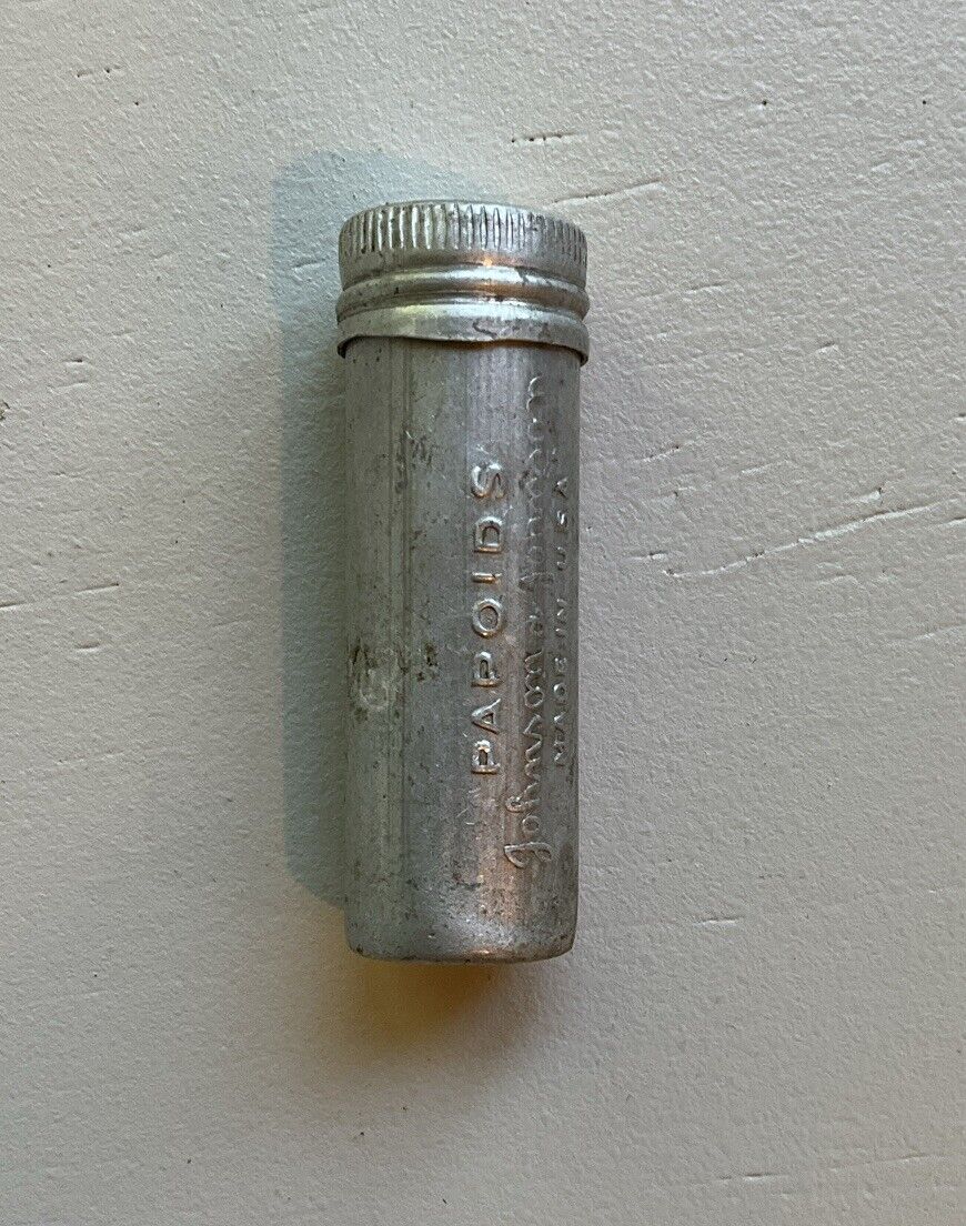 Antique Vtg Johnson & Johnson PAPOIDS Purse Pocket Tin Pill Box Container 1.5”
