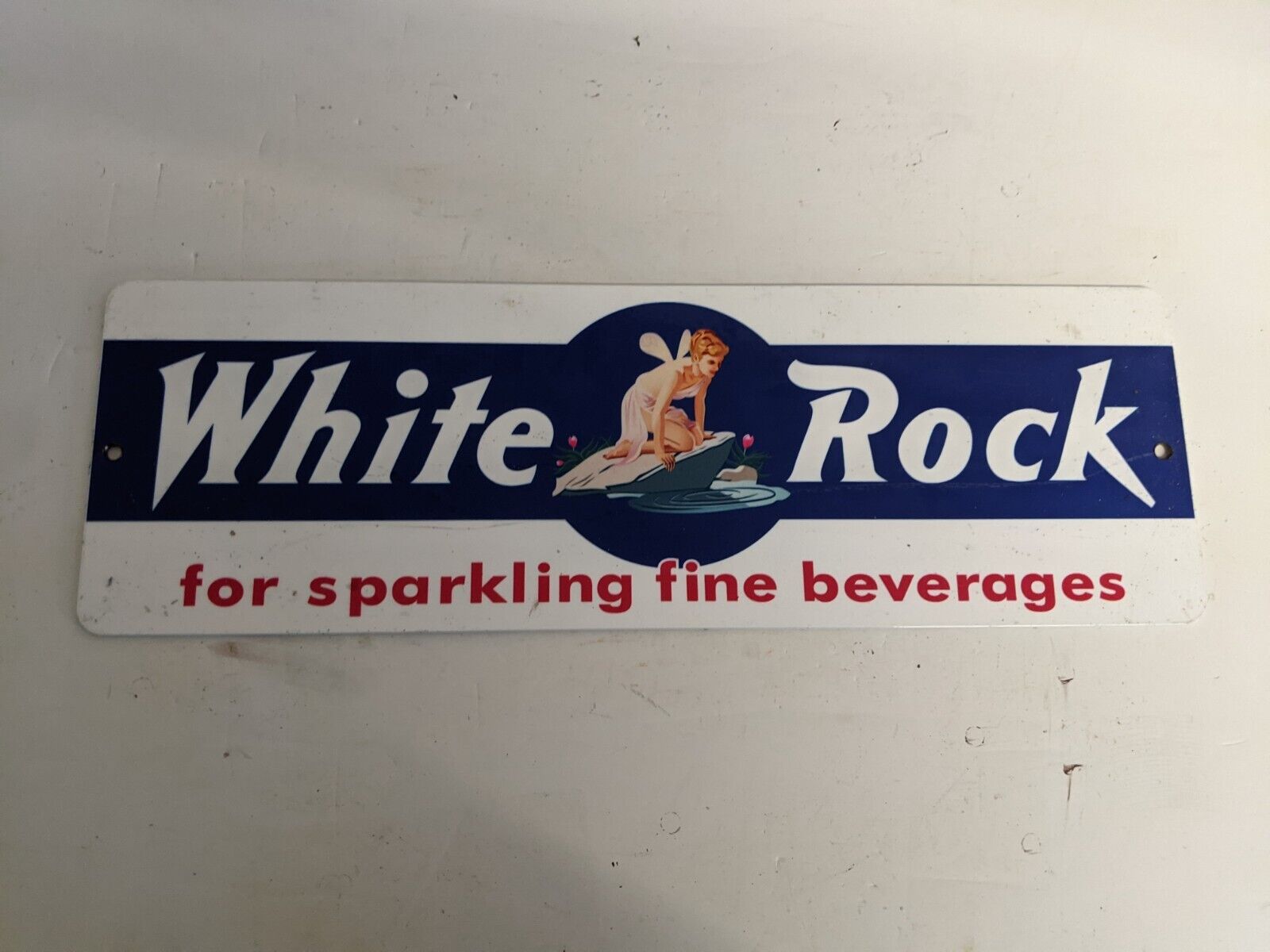 VINTAGE WHITE ROCK SPARKLING SODA WATER PORCELAIN GAS STATION SIGN POP