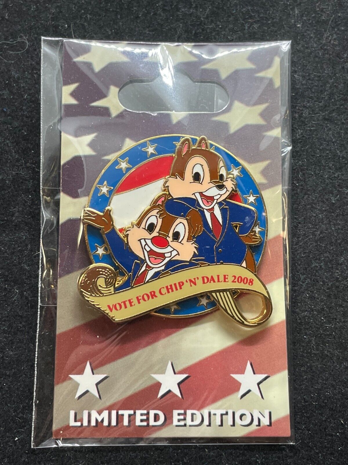 Disney Pin - Vote for... 2008 - Chip n Dale 64477 LE