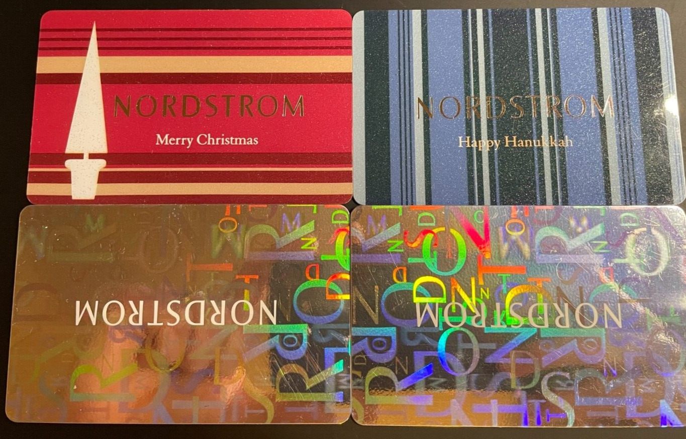 Nordstrom Holographic Lot of 4 Gift Cards No Value $0 Collectable Holidays