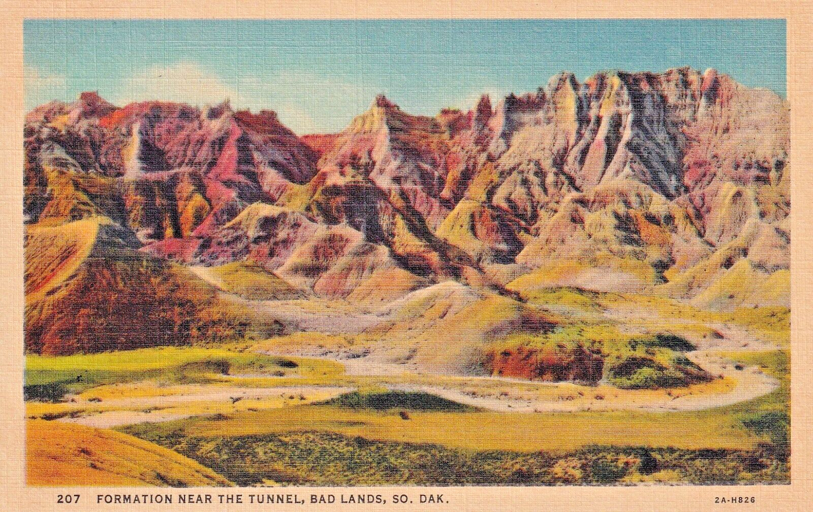 Postcard SD Bad Lands South Dakota Formation Near The Tunnel I13