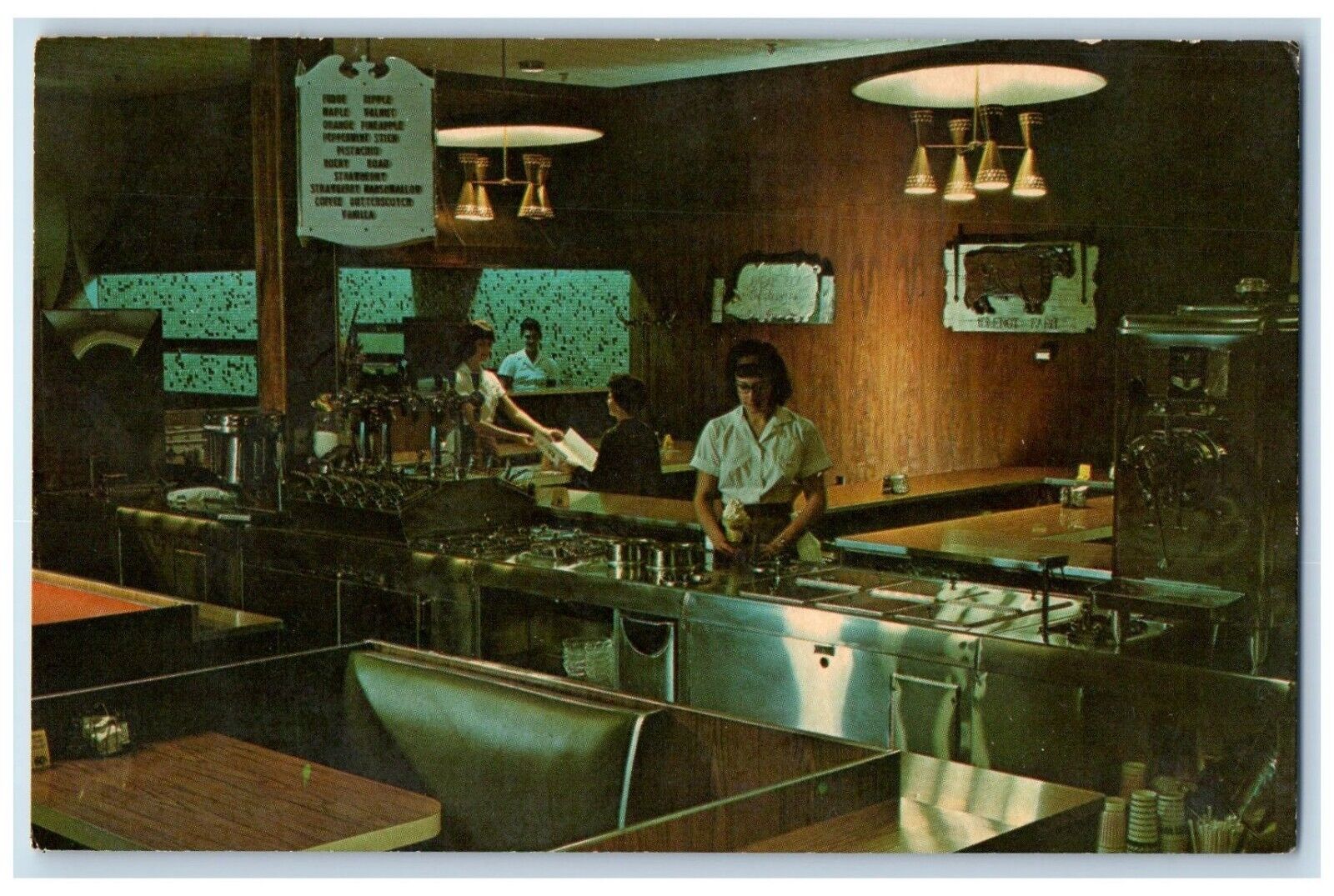 1972 Interior View Idlenot Farm Restaurant Springfield Vermont Vintage Postcard