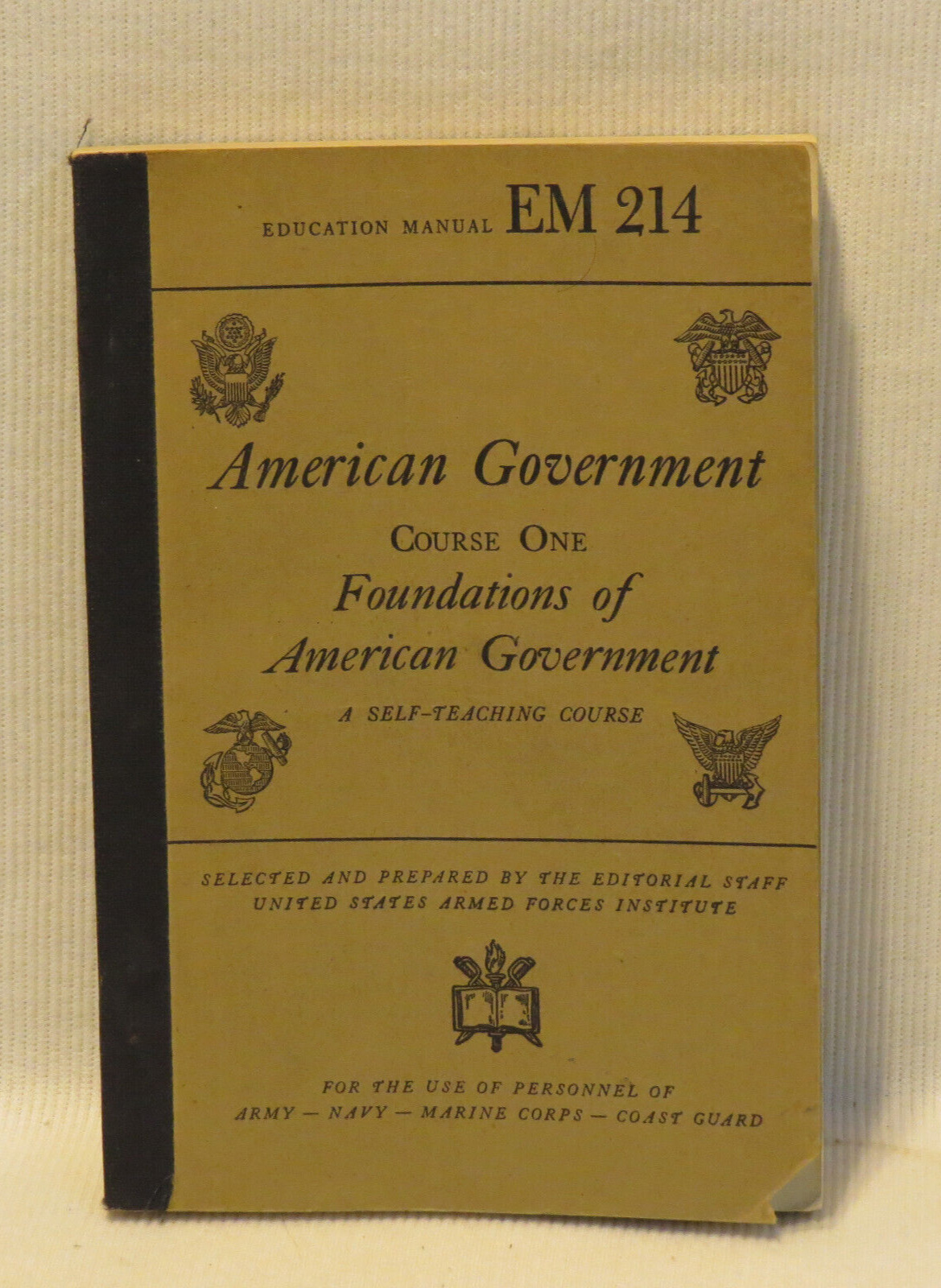 SCARCE American Government Course One Manual, Foundations, 1944, US Armed Forces